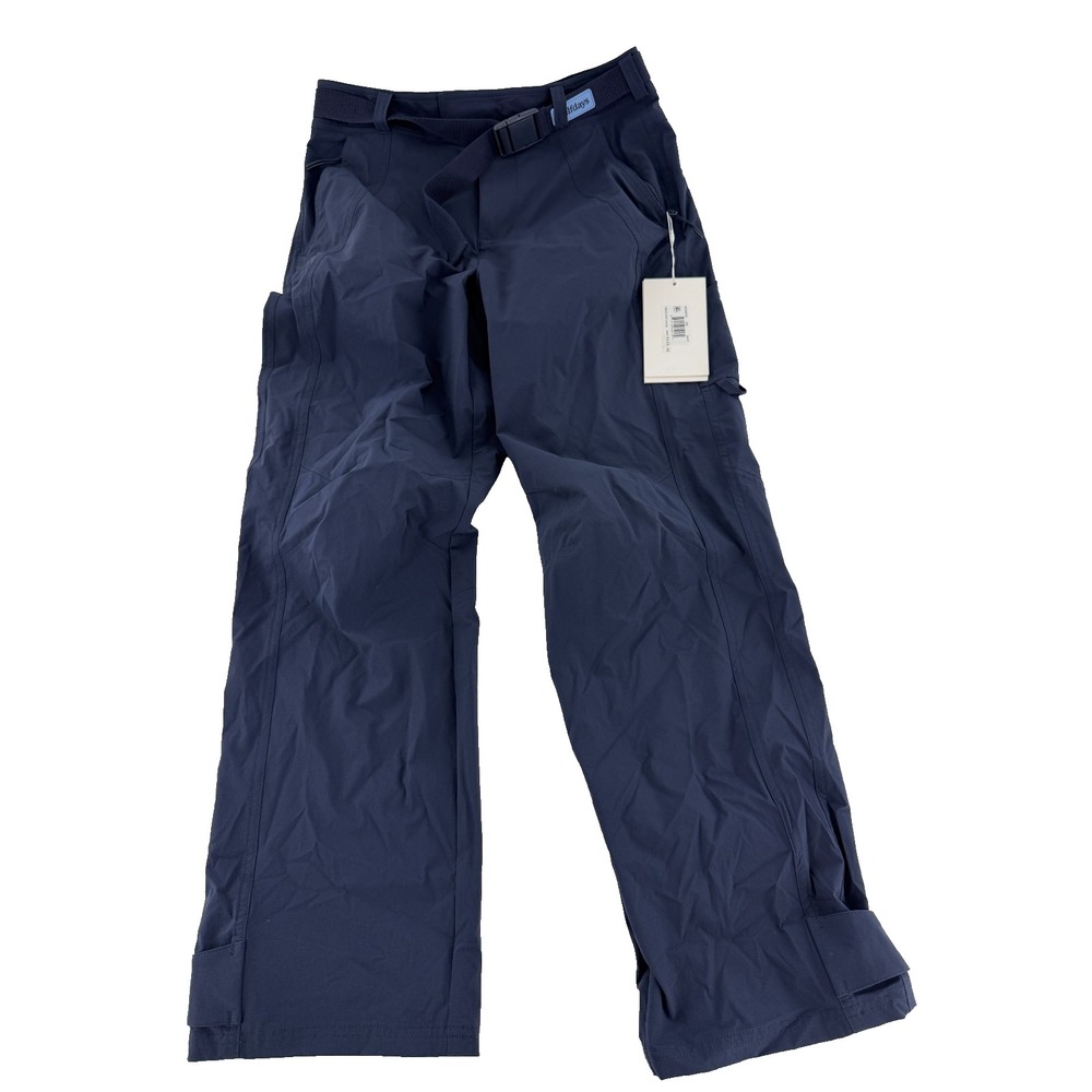 Halfdays Womens Size Large L Bastille Trail Pants Navy Blue Nylon Belted UPF 50
